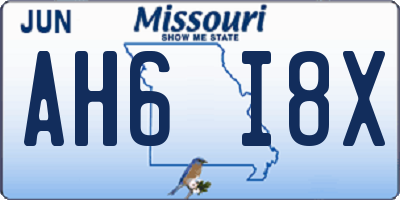 MO license plate AH6I8X