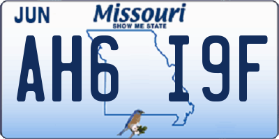 MO license plate AH6I9F