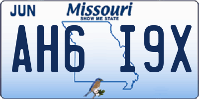 MO license plate AH6I9X