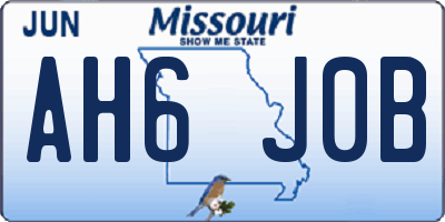 MO license plate AH6J0B