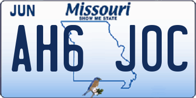 MO license plate AH6J0C