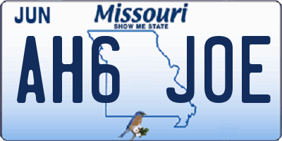 MO license plate AH6J0E