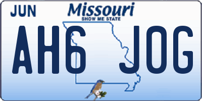 MO license plate AH6J0G