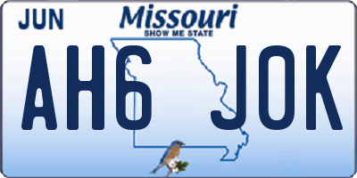 MO license plate AH6J0K