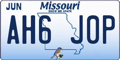 MO license plate AH6J0P