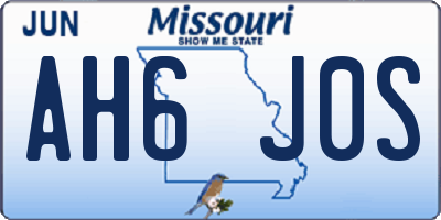 MO license plate AH6J0S