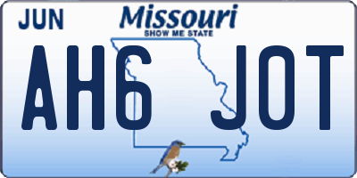 MO license plate AH6J0T