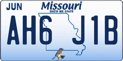 MO license plate AH6J1B