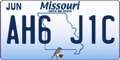 MO license plate AH6J1C