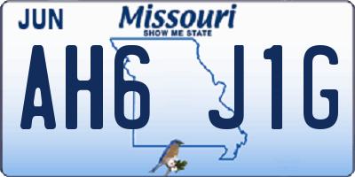 MO license plate AH6J1G