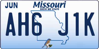 MO license plate AH6J1K
