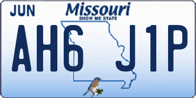MO license plate AH6J1P