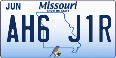 MO license plate AH6J1R