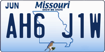 MO license plate AH6J1W