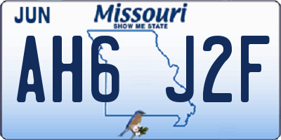 MO license plate AH6J2F