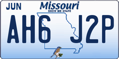 MO license plate AH6J2P