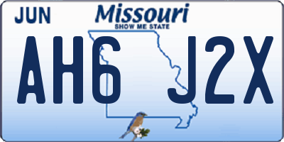 MO license plate AH6J2X