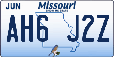 MO license plate AH6J2Z