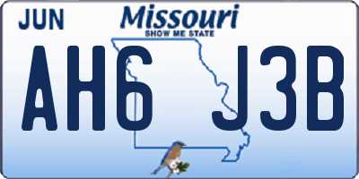 MO license plate AH6J3B
