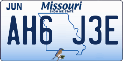 MO license plate AH6J3E