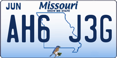 MO license plate AH6J3G