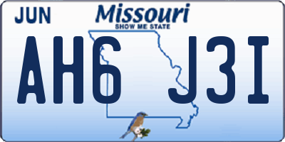 MO license plate AH6J3I