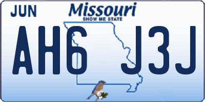 MO license plate AH6J3J