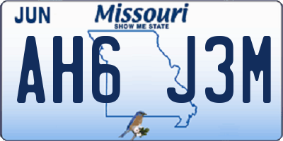 MO license plate AH6J3M