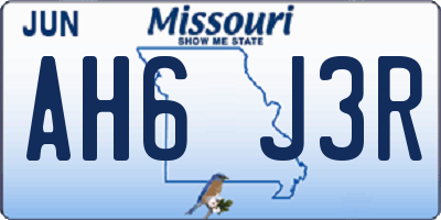 MO license plate AH6J3R