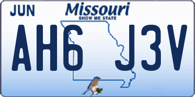 MO license plate AH6J3V