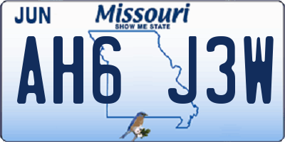 MO license plate AH6J3W