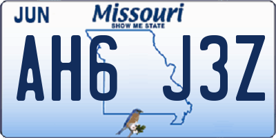 MO license plate AH6J3Z