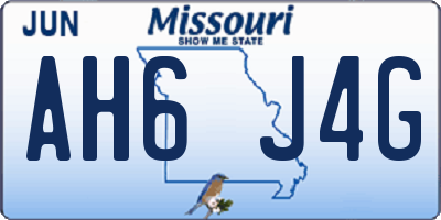 MO license plate AH6J4G