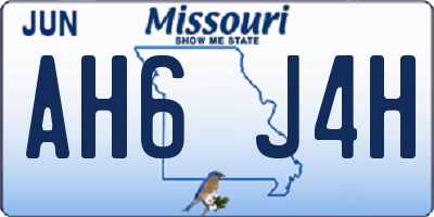 MO license plate AH6J4H