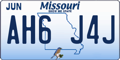MO license plate AH6J4J