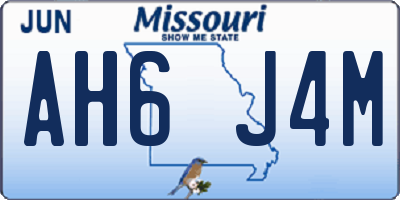 MO license plate AH6J4M