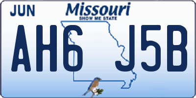 MO license plate AH6J5B