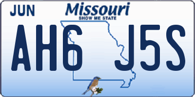 MO license plate AH6J5S