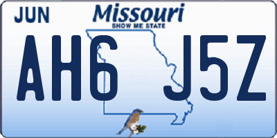 MO license plate AH6J5Z