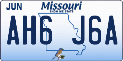 MO license plate AH6J6A