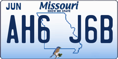 MO license plate AH6J6B