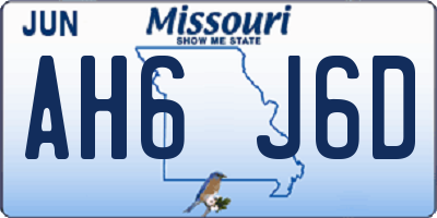 MO license plate AH6J6D