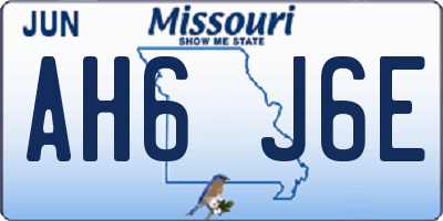 MO license plate AH6J6E