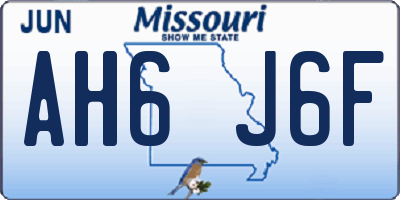 MO license plate AH6J6F