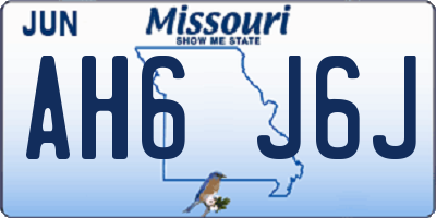 MO license plate AH6J6J