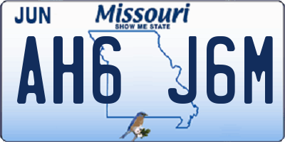 MO license plate AH6J6M