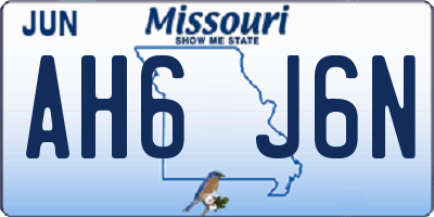 MO license plate AH6J6N