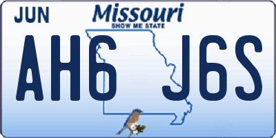 MO license plate AH6J6S