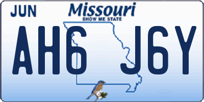 MO license plate AH6J6Y