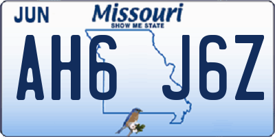 MO license plate AH6J6Z
